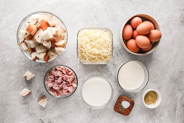 Ingredients for croque madame casserole filling