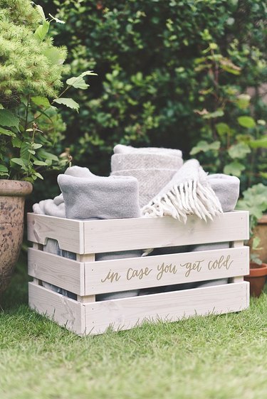 wooden crate for blanket storage
