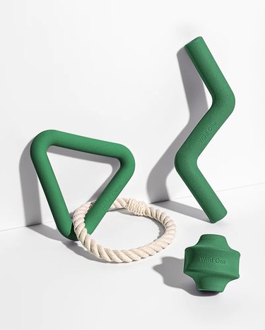 dog toys in green