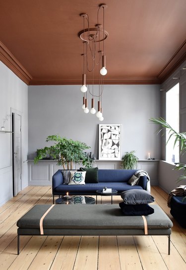 gray and terra cotta living room