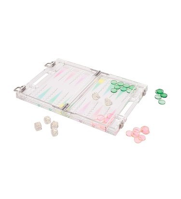 Sunnylife Mini Lucite Backgammon Set, $120