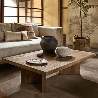 low wooden coffee table