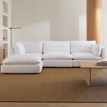 white sectional in living room