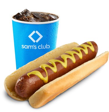 Sam's Club hot dog and soda combo on a white background.