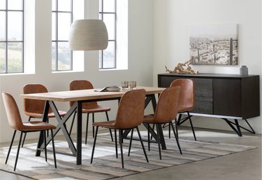 leather chairs around dining table