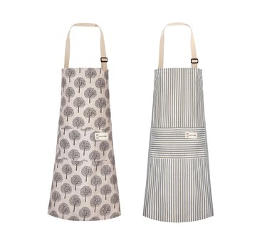 neutral patterned aprons