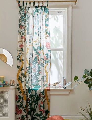 Floral pattern sheer curtain, plant