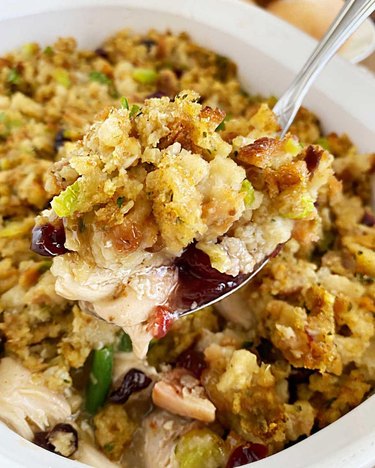 Meatloaf and Melodrama's Leftover Stuffing Turkey Casserole