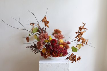 Lemon and foraged fall floral arrangement