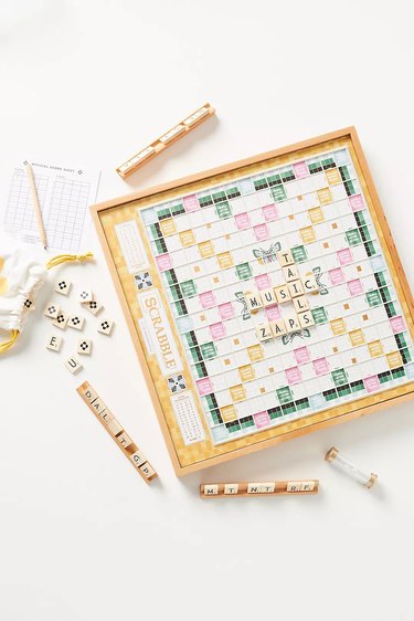 Scrabble set in pastels