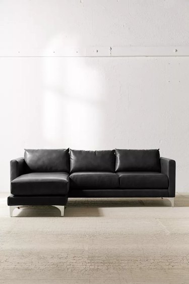 Black recycled leather sectional