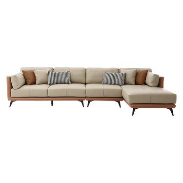 Two-tone leather sectional
