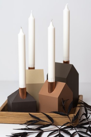 IG Home Decor Store Modern Advent Wooden House Candle Holders