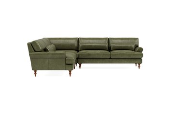Green rustic leather sectional