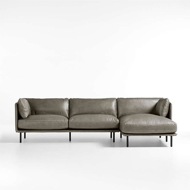 Gray leather sectional