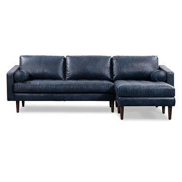 Navy blue leather sectional
