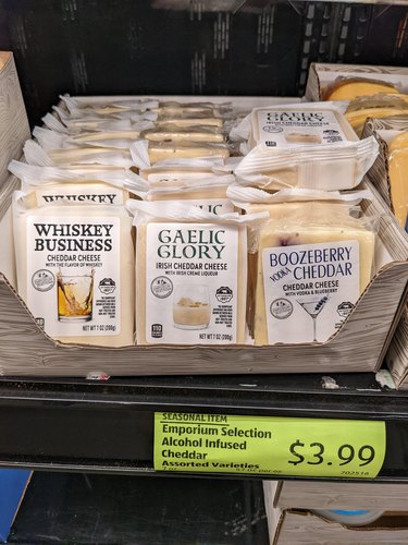 Alcohol-infused cheddar cheeses at Aldi