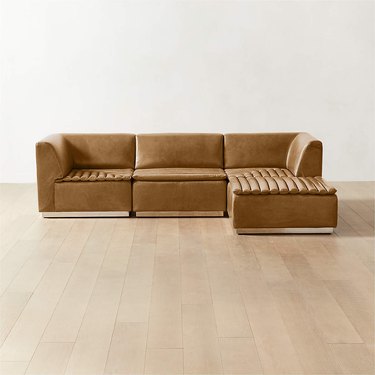 Cognac brown leather sectional