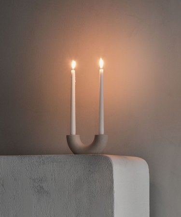 h&m home curved beige candlestick