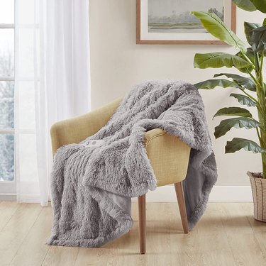 shaggy gray heated blanket