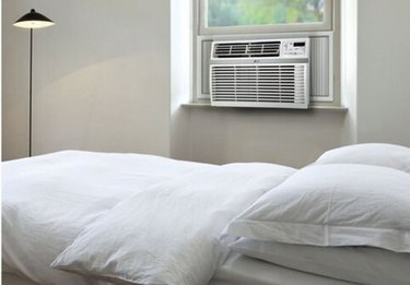 LG window air conditioner in bedroom.