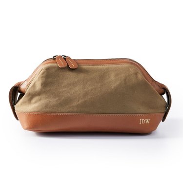 canvas and leather travel pouch