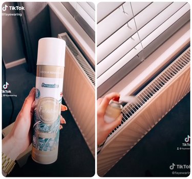 tiktok screenshots of spraying radiators with air freshener
