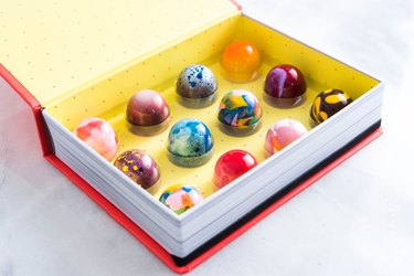 box of twelve rainbow bonbons