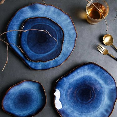 Cat Eye Blue Porcelain Plates from Matteo Armani Studio