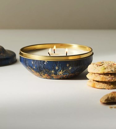 Anthropologie Holiday Tin Candle, $24