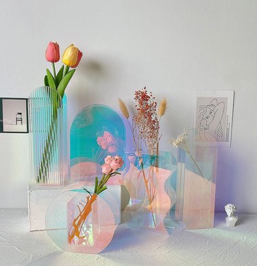 Jojo By Joda Iridescent Rainbow Acrylic Vase