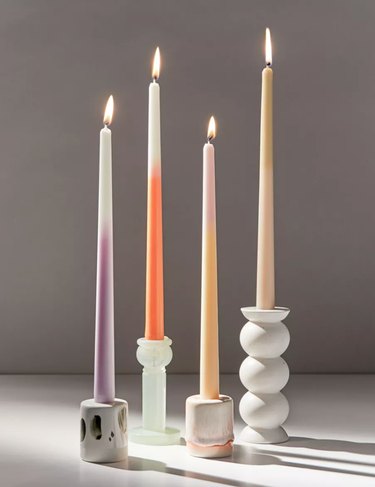 Grouping of tapered candles.