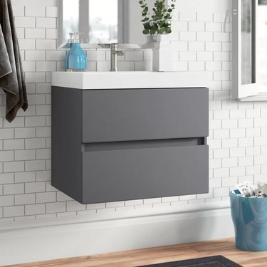 modern gray floating bathroom vanity
