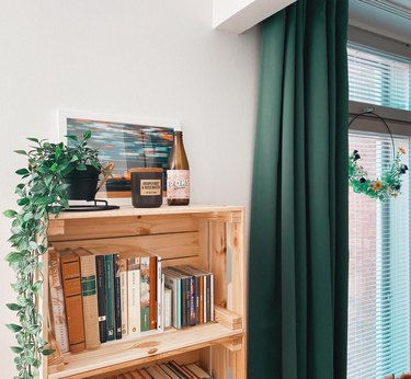 Wooden crate bookshelf