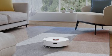 robotic vacuum in living room