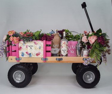 King St. Vodka Floral Mobile Bar Cart