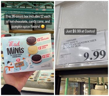 A side by side of mini seasonal ice cream sandwiches from Costco.