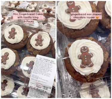 A side by side of mini gingerbread cakes from Costco.