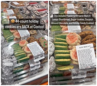 A side by side of 44-count holiday cookies from Costco.