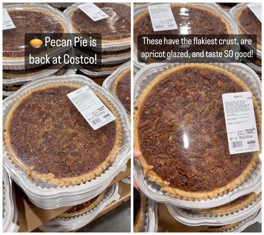 A side by side of pecan pie from Costco.