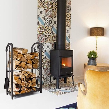 Syntrific Fireplace Log Rack With Fireplace Tools