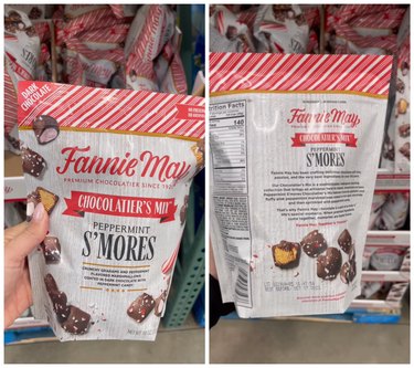 A side by side of peppermint s'mores mix from Costco.