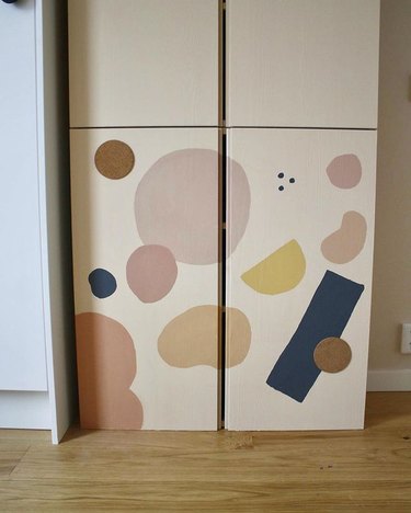 IKEA Ivar cabinet painted with abstract shapes