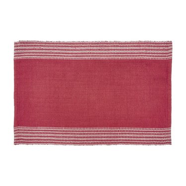 Red and white stripe door mat