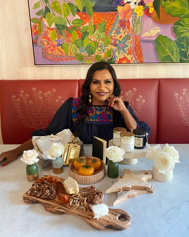 mindy kaling with amazon handmade products