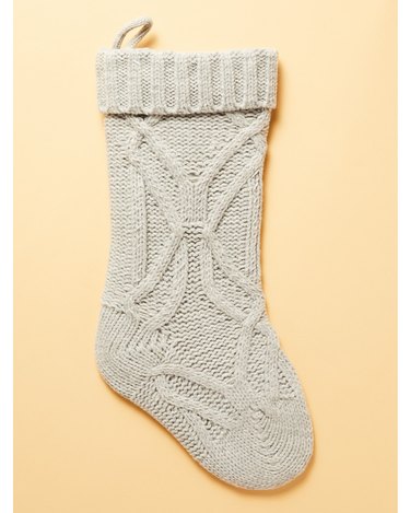 gray cable-knit stocking