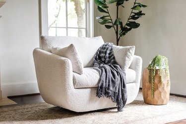 oversize boucle arm chair
