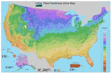 A map of all the USDA plant hardiness zones