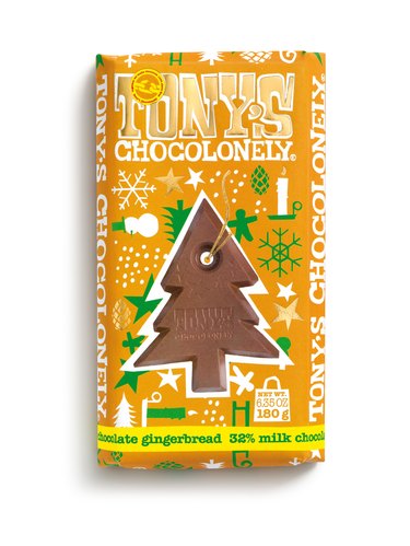 Tony's Chocolonely Milk Chocolate Gingerbread Edible Tree Ornament