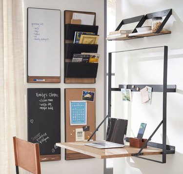 fold out metal and pine desk